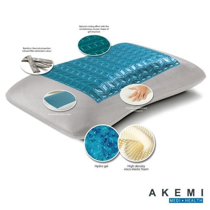 Promo AKEMI M+H Ortho Hydro Gel Bamboo Charcoal Memory pillow. Diskon