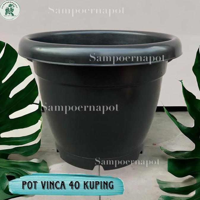 Pot Bunga Tanaman Plastik Hitam Vinca 40 Kuping - VINCA 40 KUPING
