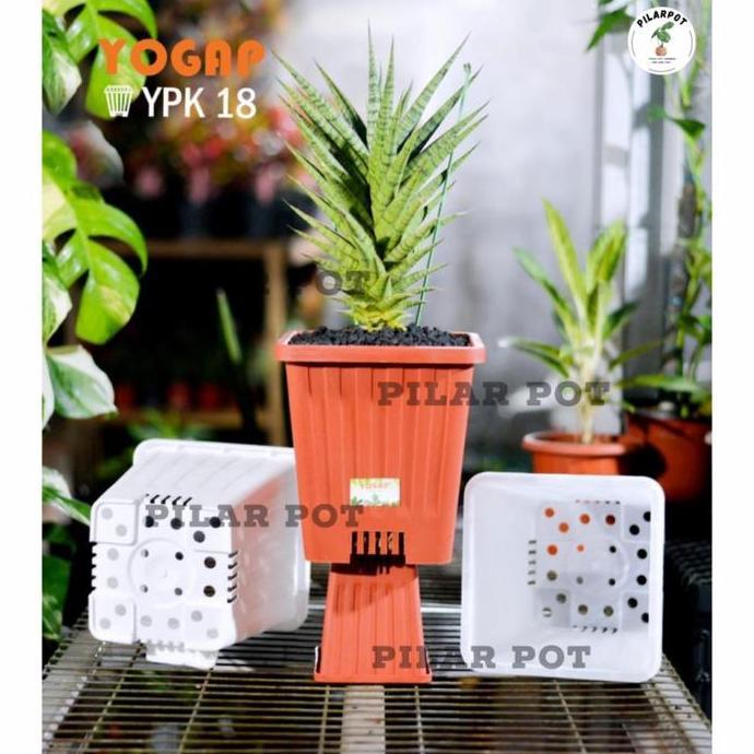 POT BUNGA TANAMAN TINGGI YOGAP KOTAK 18 PUTIH - YOGAP YPK 18 PUTIH