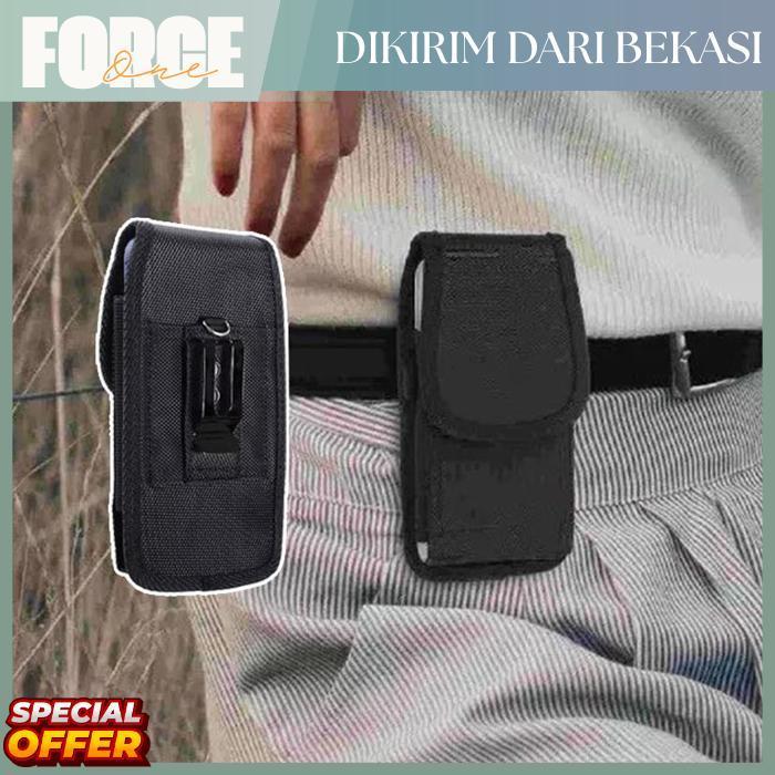 Force One Tas Pinggang HP Vertikal Kulit Klip Sabuk 6.5-7.0 Inch - Sarung Holster Handphone Pria Ant