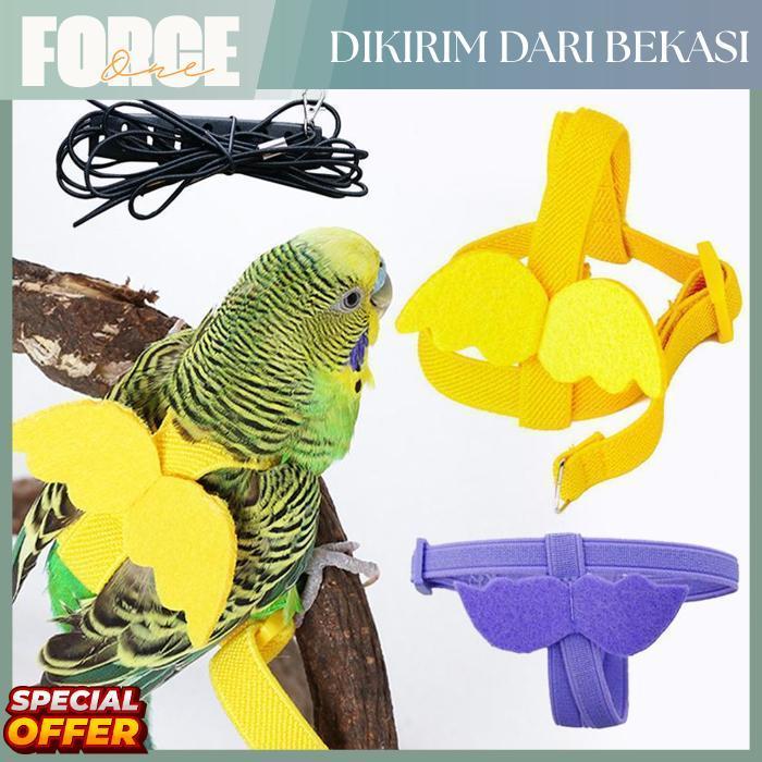 Force One Parrot Harness Tali 2M Anti Lepas Nyaman Burung Parrot Pengikat Leash Bird Harness Walking