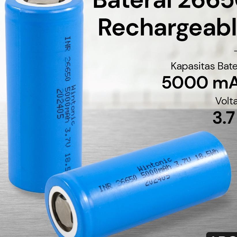 Baterai 26650 5000Mah  3.7V Untuk Senter Dll Bisa Di Isi Ulang - Baterai 26650 Bechargeaable