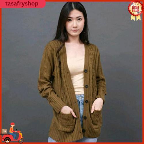 Cable Saku Short Cardigan Rajut Wanitatype 3 Get/Rajut Tebal Premium/Flash Sale Bayar Di Tempat