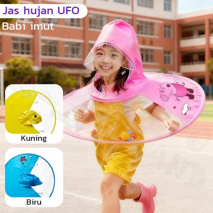 Kamisahan877 - Hippolandjaket Hujan Bebek Kuning Kecil Berbentuk Piring Terbang, Topi Payung Gaya Ca