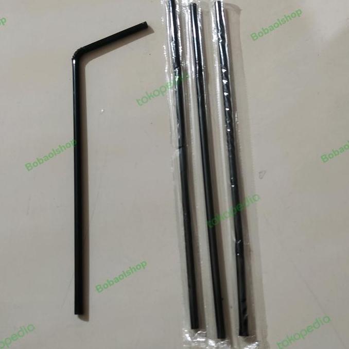 Trinken- Sedotan Plastik Bengkok Hitam Steril 5Mm X 24Cm Isi 500Pcs