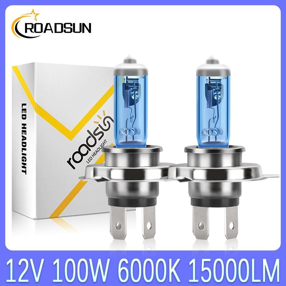 Cash Back Roadsun 2Pcs Lampu Halogen Led H4 H1 H7 H11 9006 9005 100W 12000Lm Super Terang 6000K Caha