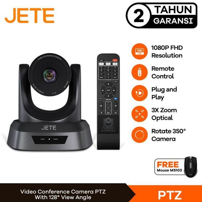 Best Seller Webcam Video Conference Jete Ptz 3X Zoom - Garansi Resmi 2 Tahun Premium