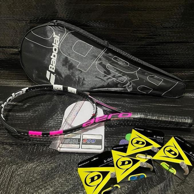 TERBARU - Raket Tenis Babolat Premium Aero Pro Drive Pink + Senar ( sudah terpasang ) gratis Tas