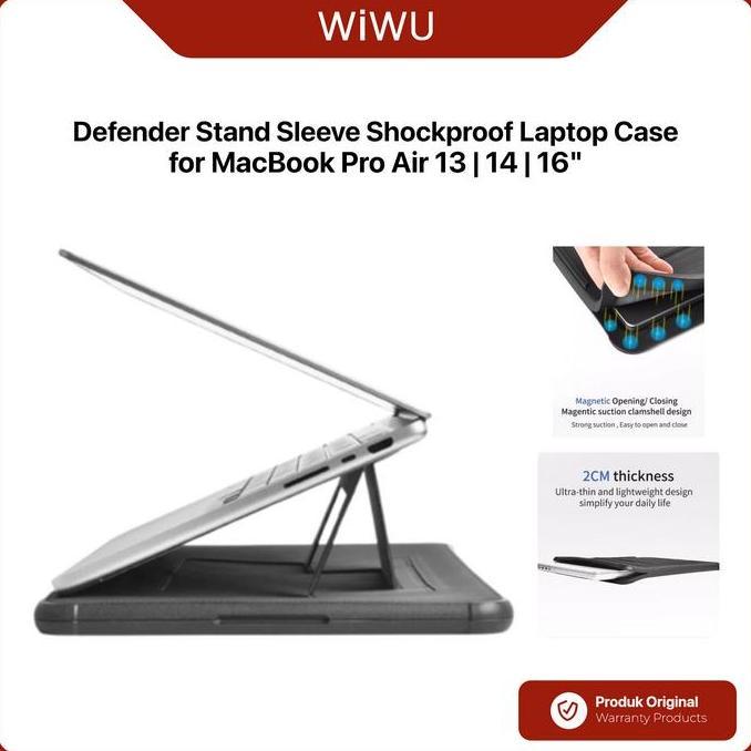 Best Seller Case For Macbook Air Pro 13 14 16 Inch Wiwu Defender Stand Sleeve Shockproof Magnetic La