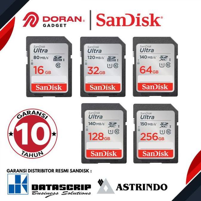 Sabdaa317 - SD Card Sandisk Ultra SDHC SDXC 16GB 32GB 64GB 128GB 256GB up 150Mbps