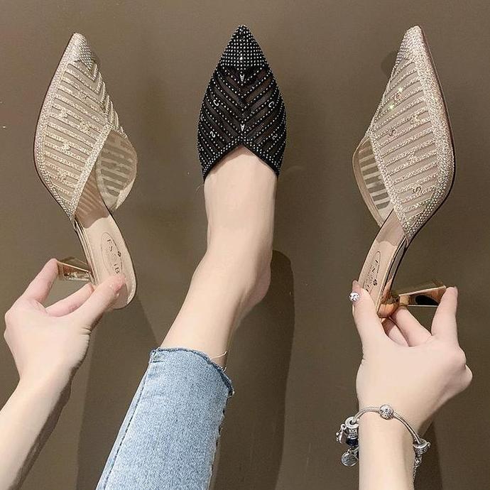 DI102 - DCollection DC 04 Sandal Pesta Wanita Elegan Heels 7 Cm - Sepatu High Heels Pesta Kondangan 
