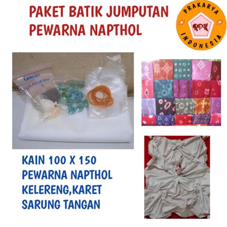 PAKET BATIK JUMPUTAN KAIN 150x100 dan pewarna naptol, kelereng