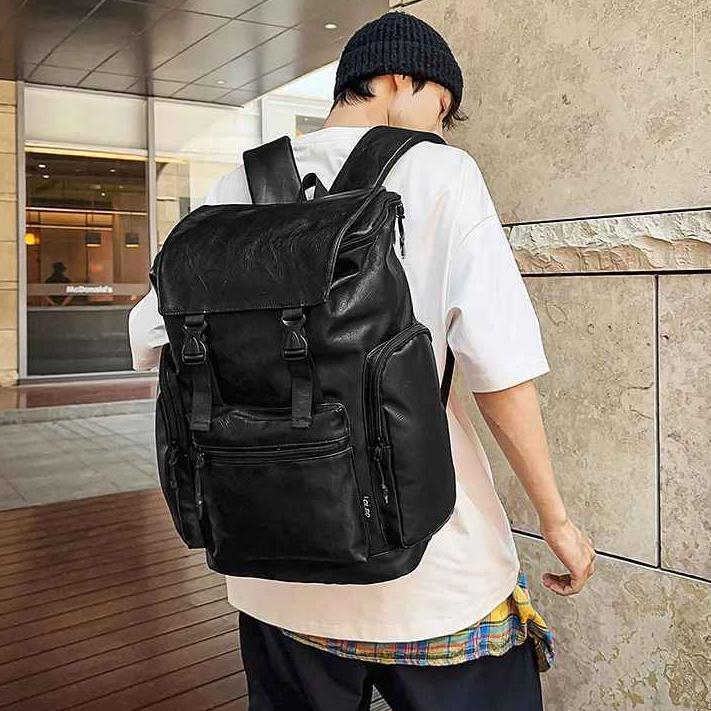 Ransel Pria Kulit Sintetis Premium Travel Bag Size Jumbo