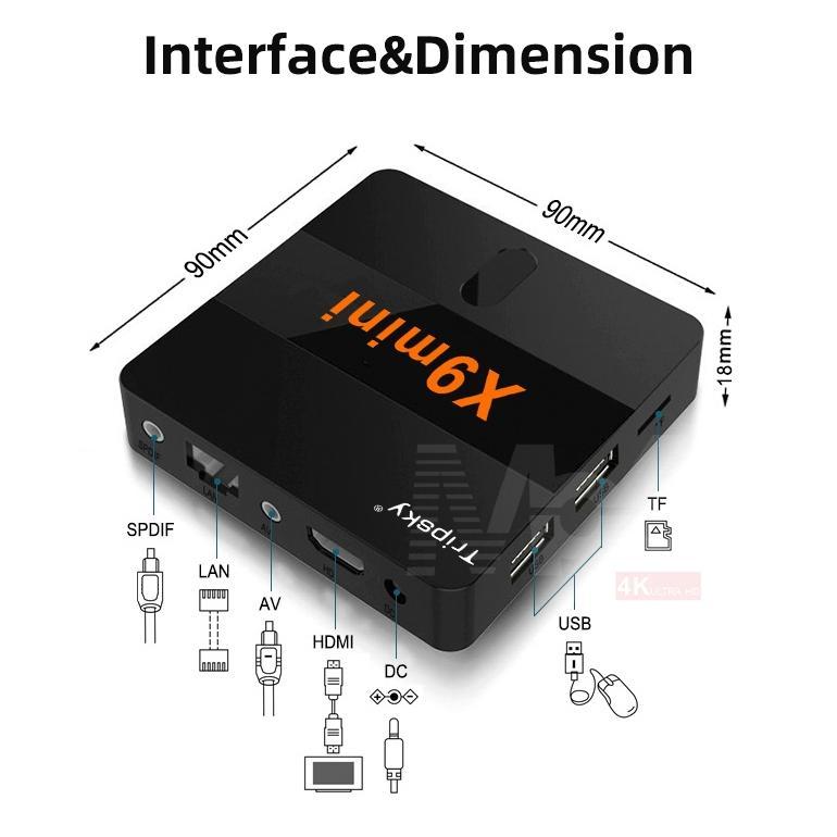 TERBARU TRIPSKY X9MINI ANDROID TV BOX 4K FULL HD SMART TV BOX  ANDROID 14.0 BLUETOOTH TV BOX