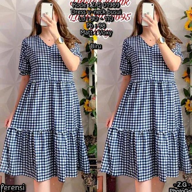 Dress  kotak voxy premium leher V
