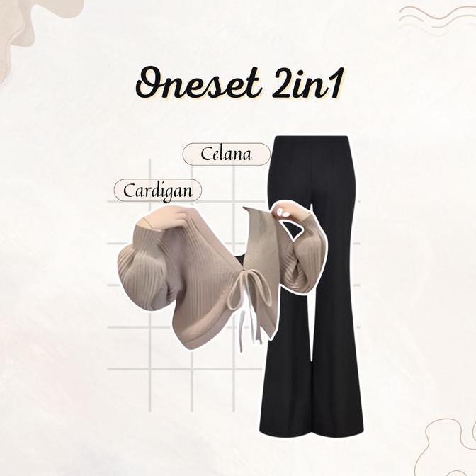 SALE PROMO TERBATAS  Setelan One set Kekinian Outfit ( Cardigan Tali + Inner dress + Shoulder Bag + 