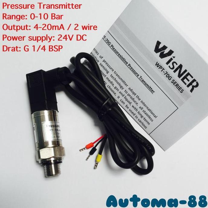 WISNER WPT-70G-A4G4 PRESSURE TRANSMITTER 0-10BAR 4-20MA G 1/4 BSP AT88