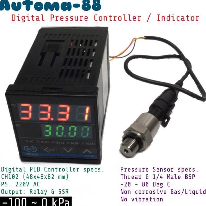 DIGITAL VACUUM CONTROLLER VAKUM PRESSURE INDICATOR -100~0 KPA -100KPA AT88