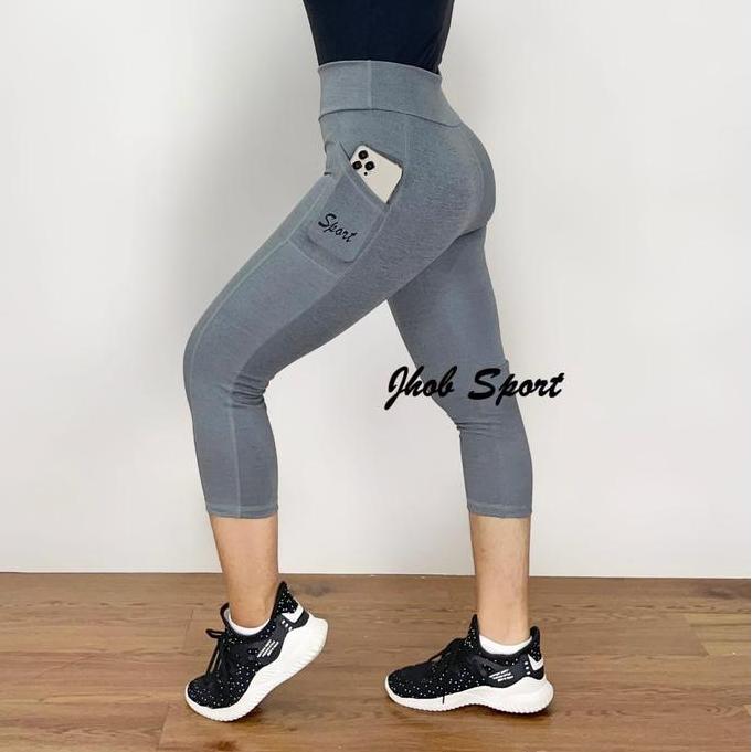 Legging Pendek Kantong/Legging Polos/Celana Legging Olahraga/Celana Senam Pendek