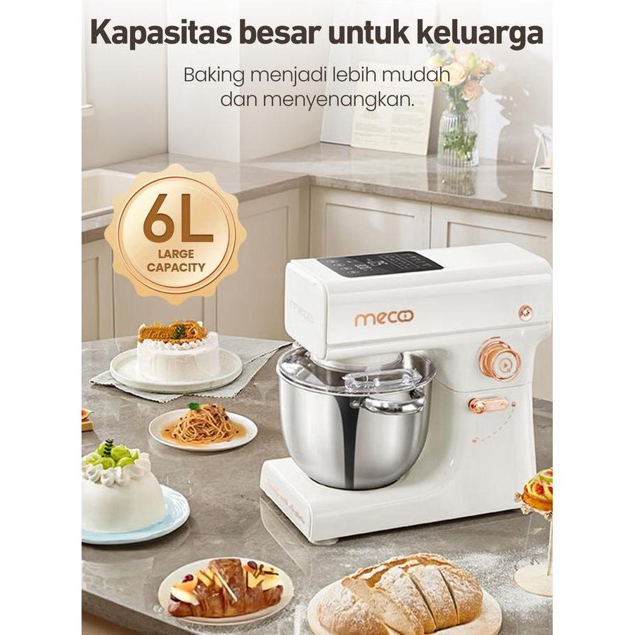 Kit- Mecoo Aesthetic Stand Mixer 6 Liter Smart Led Silent Motor Ultra Stable