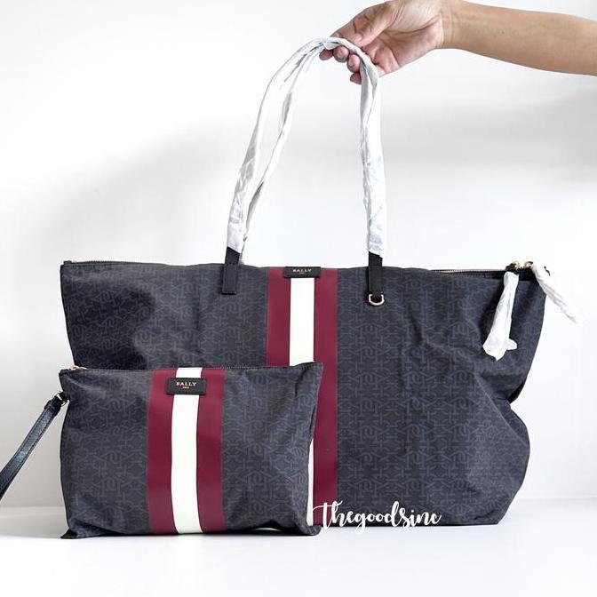 BLY Foldable Tote XL Travel Bag Nylon Stripe Multi Antrachite 6302136 00583