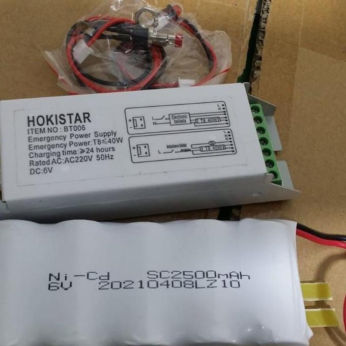 BATERAI EMERGENCY NICAD POWERPACK 6V TUBE T8 NEON 6V 2500MAH T8 NICAD HARGA KHUSUS