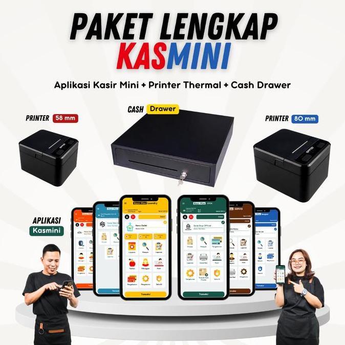 HARGA PABRIK - Paket Cash Drawer + Printer  - KASMINI