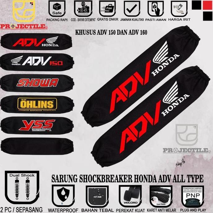 Indo- Sarung Shock Pcx / Cover Shockbreaker Sarung Sok Shok Belakang Motor Sepasang Pcx 160, Pcx 150