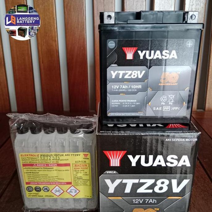 Promo AKI MOTOR YUASA YTZ8V 12volt 7.4 ah AKI KERING Diskon