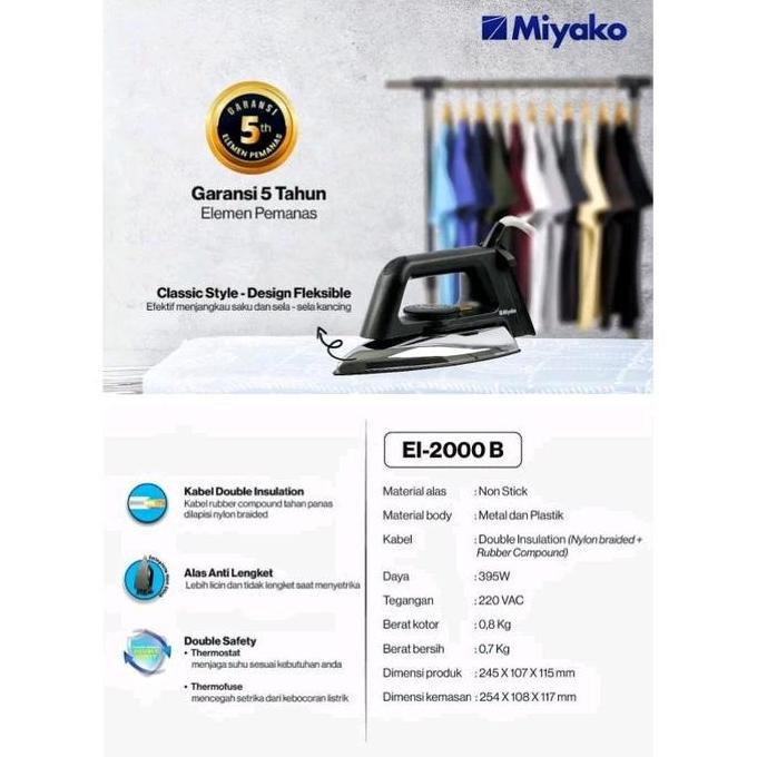 DISKON SPESIAL - Setrika Listrik Miyako EI 2000 B Setrika Kering Miyako El2000B Setrika Miyako El 20