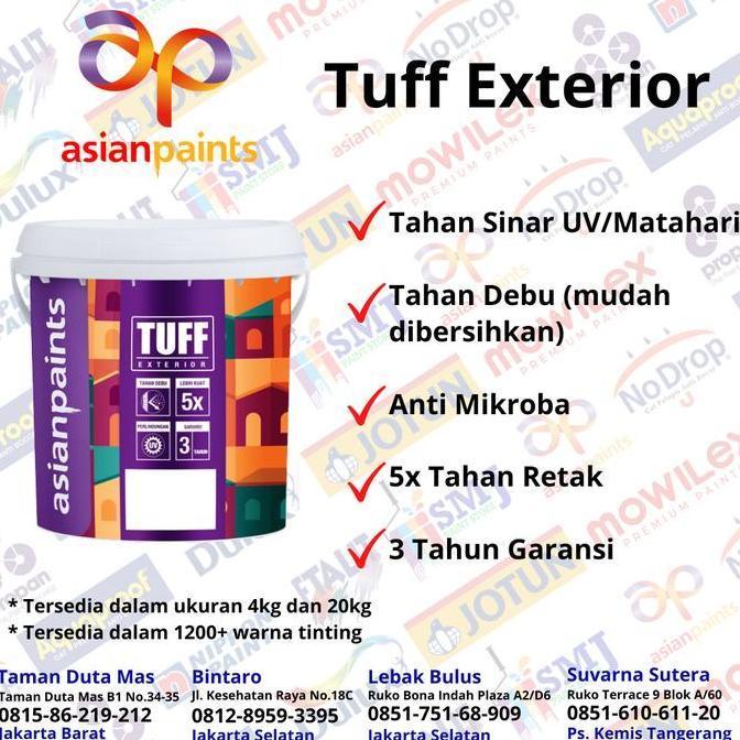 CAT TEMBOK EXTERIOR ASIAN PAINT TUFF WARNA WHITE KEMASAN 5 KG