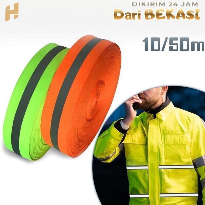 50m 5cm Pita Reflektor Baju Grade A Reflektor Kain Reflektor Baju Safety Kain Reflective