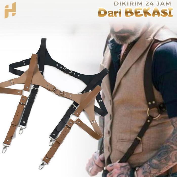 Suspender Pria Kulit Pu Leather Suspender Suspender Kulit Pu Suspender Backpack Bretel Suspender Pri