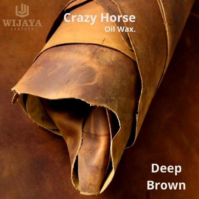 Kulit Sapi/Cow leather Crazy Horse Oil Wax warna Deep Brown Lembaran Penuh