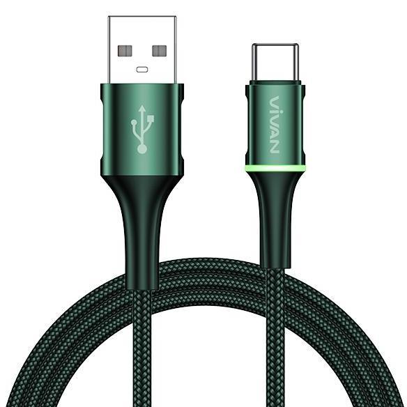 Vivan VDC100 1M / VDC200 2M USB-C Data Cable 3A LED Light Type-C