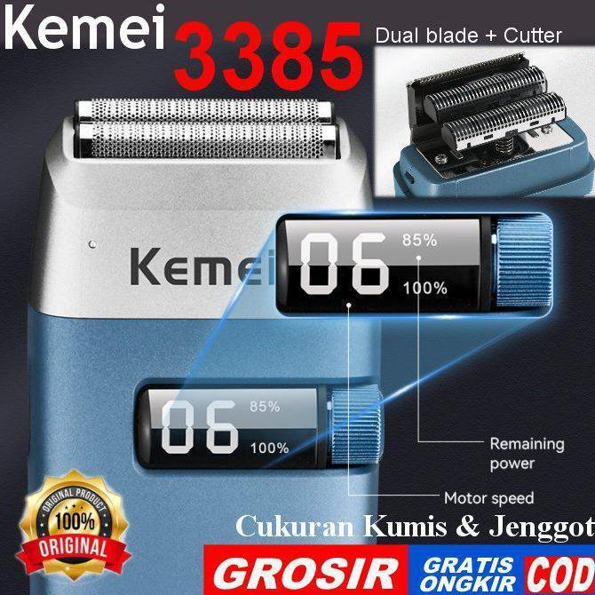 Kemei KM 3385 Electric Shaver - Alat Cukur Kumis Jenggot Botak