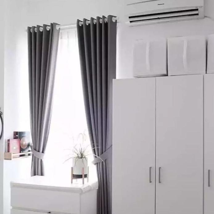 Promo hordeng blackout import polos pintu dan jendela 2 meter minimalis mewah tebal ring full set Te