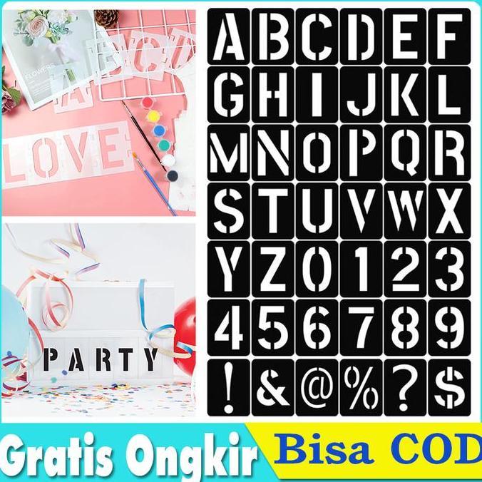 OCHACO Stencil Angka & Huruf Cetakan Cat Semprot Plastik Lettering Stencil