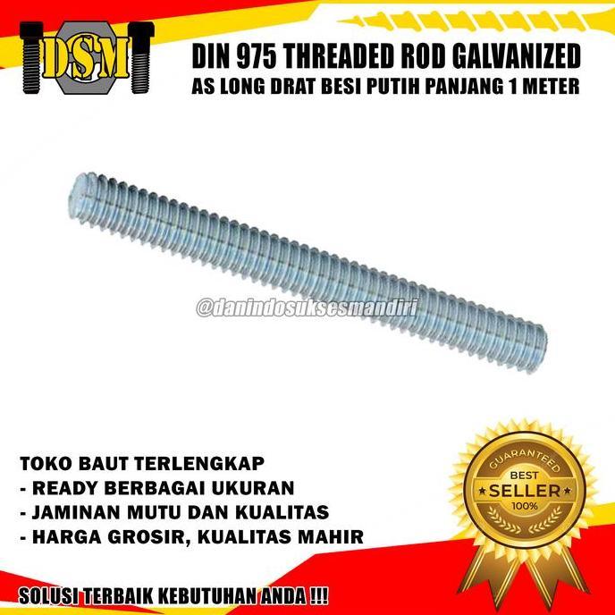 As Drat M12 / Long Drat 12 Mm / Thread Rod M12X1 Meter Galvanis Grade 4.8