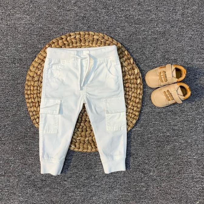 Child- Celana Panjang Joger Cargo Anak Laki / Cewek Rna Coklat , Navy & Putih Umur 9 Bulan - 4 Tahun