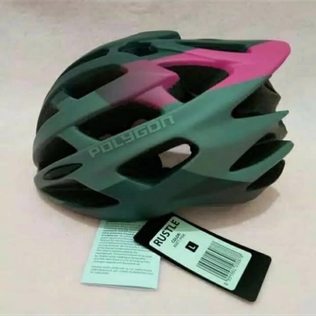 Helm Sepeda Polygon Rustle Matt Black Pink For Balap Road Bike Rb Mtb Original Dan Terpercaya