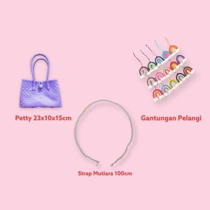 Shebag- Majid Tas Handmade Tas Nita Paket Bundling Isi 3 (Petty Polos+Strap Mutiara+Rainbow Charm)
