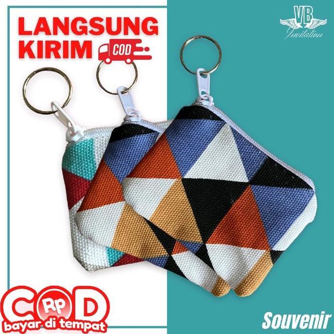Shebag- ( Isi 50 Biji ) Dompet Koin Gantungan Bahan Kain Tebal Model Resleting