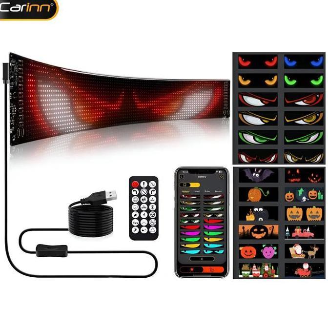 Carinn LED Flexible Screen Matrix Animasi Mata RGB USB Bluetooth