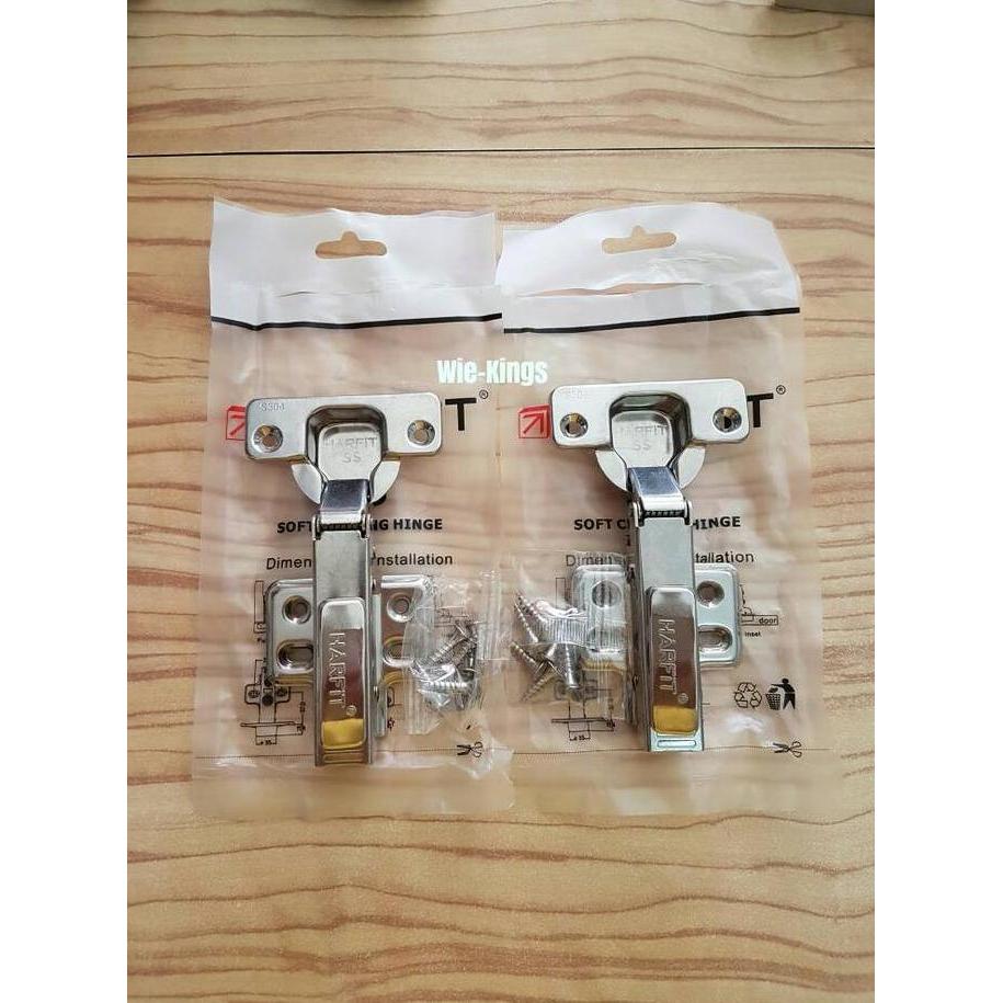 Termurah Engsel Sendok Soft Close / Slowmotion Full Stainless Steel Harfit