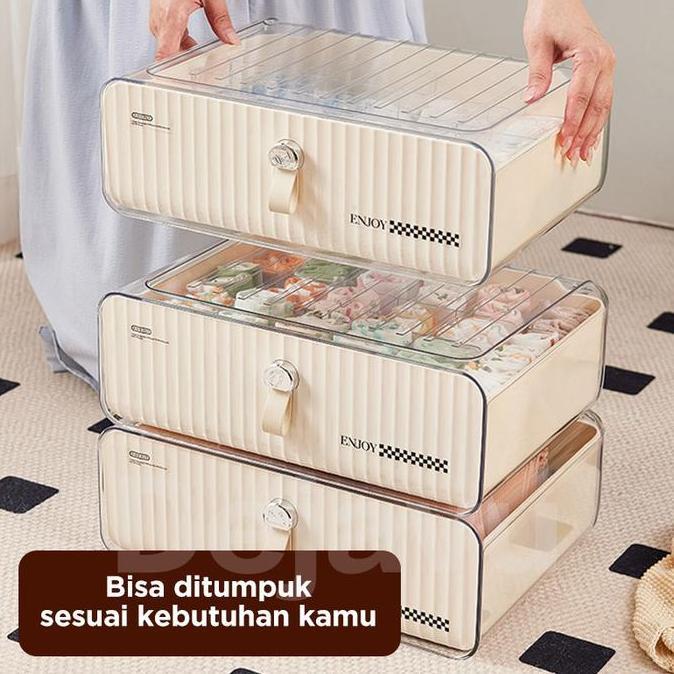 Str- Dejavu Rak Laci Serbaguna Pakaian Dalam Kaos Kaki Underwear Storage Box Cream Kotak Tempat Peny