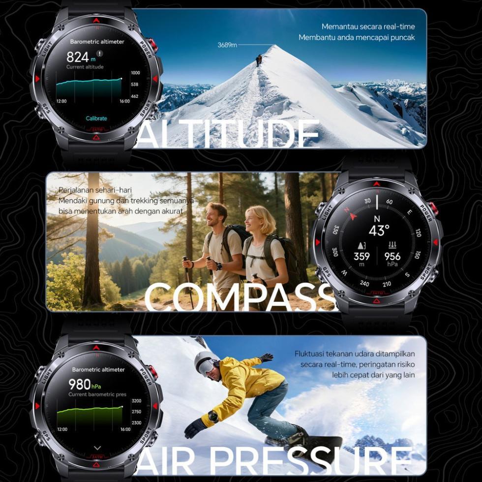 HOT SALE MOREIN ROCK 2 GPS JAM TANGAN SMARTWATCH - LAYAR HD 1.46'' | GPS + KOMPAS | ALTIMETER + BARO