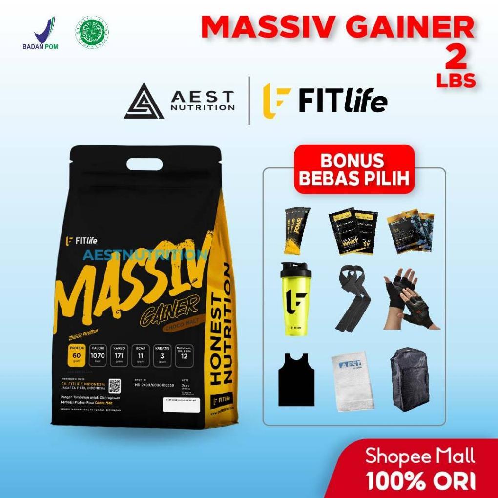 Fitlife Massiv Gainer 2 Lbs 900 Gram Susu Tinggi Kalori & Protein