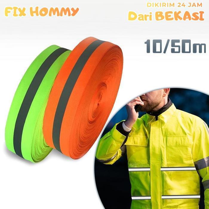 FXMY 50m 5cm Pita Reflektor Baju Grade A Reflektor Kain Reflektor Baju Safety Kain Reflective