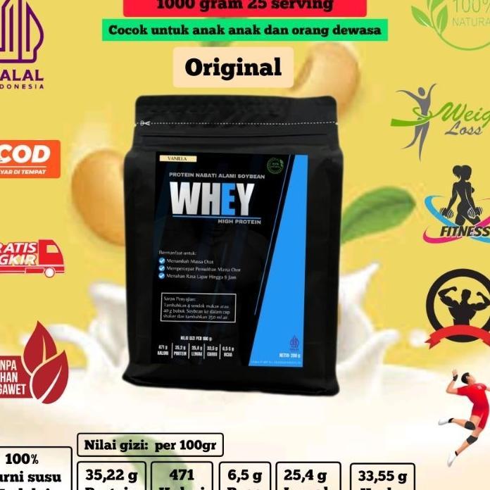 Whey Protein 1000Gram/Susu Kedelai/Soybean/Nutrisi Fitnes/Suplemen Fitnes/Susu Soya